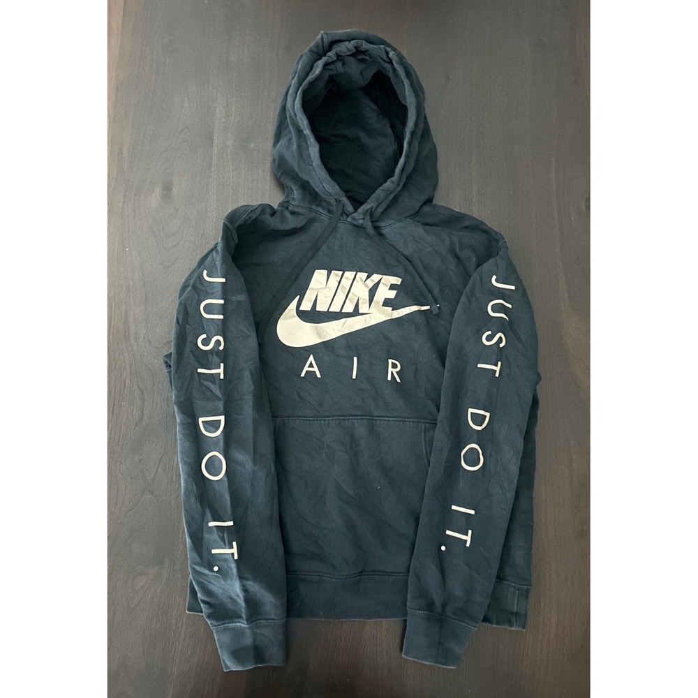 Nike Air Hoodie Just Do It Graphic Pullover Sweatshirt Black Mens Medium